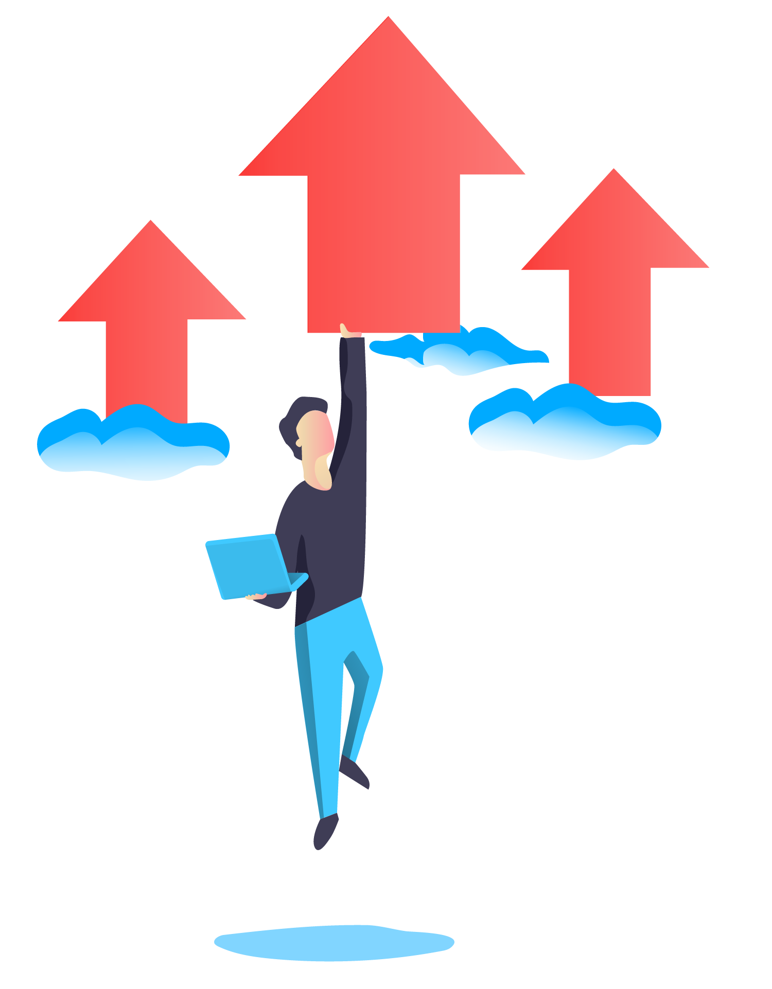 person jumping up with arrows