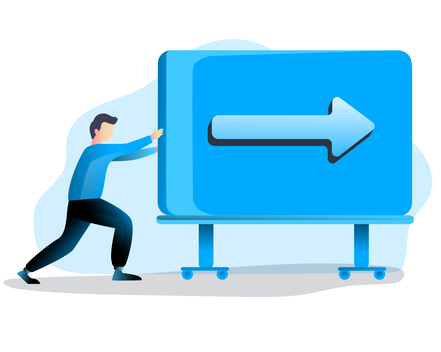 illustration of coworkers at a conference tablet